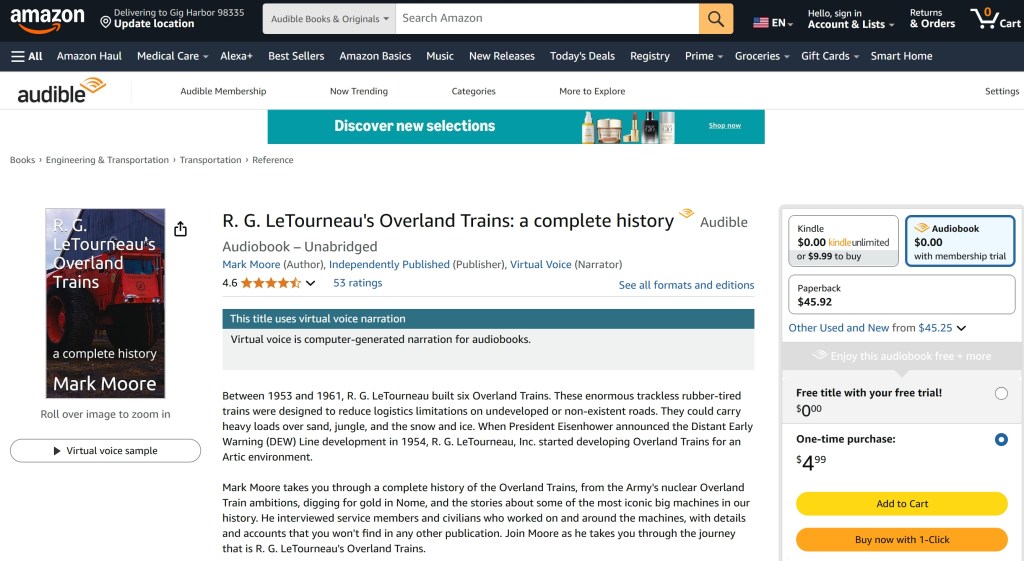R.G. LeTourneau’s Overland Trains now Available as an&nbsp;Audiobook