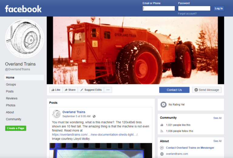 Overland Trains Facebook Page Reaches 1,000 Followers