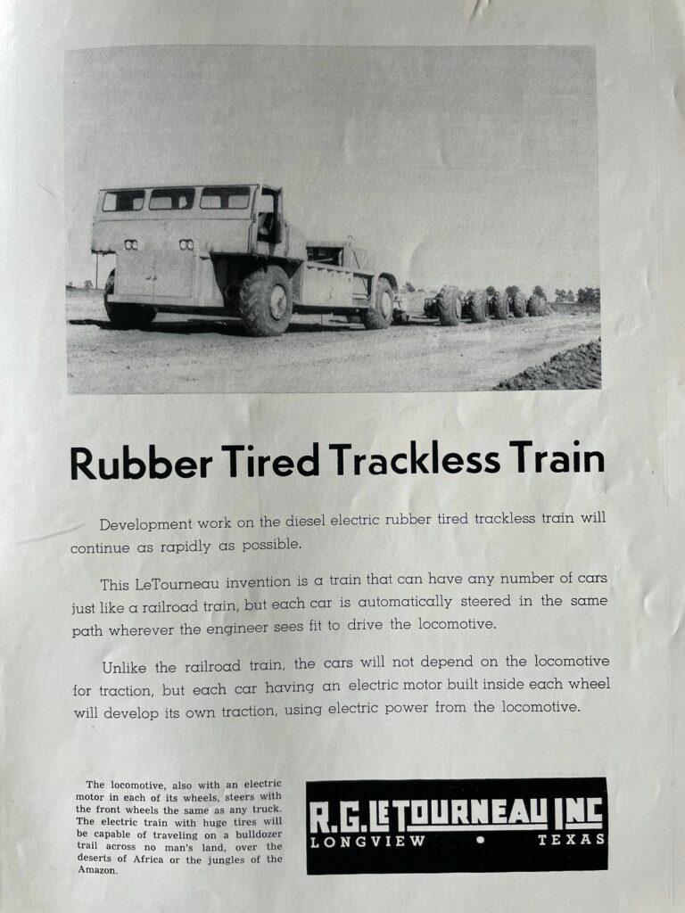 Tournatrain “Rubber Tires Trackless Train” Advertisement